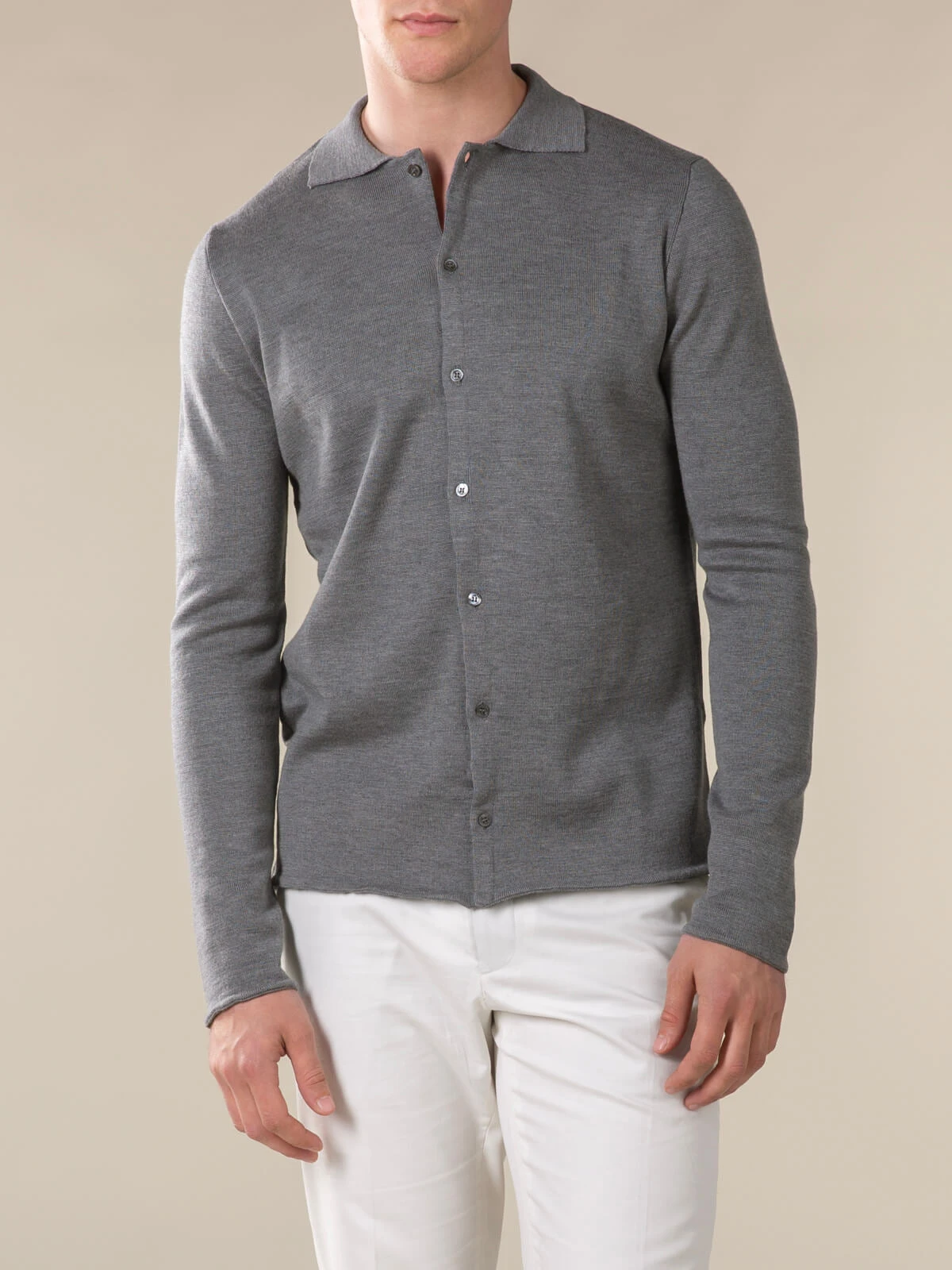 Extrafine Merino Knitted Shirt Dark Grey 4 Extrafine Merino Knitted Shirt Dark Grey - Image 2