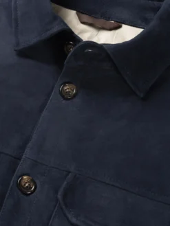 Navy Suede Overshirt 11 Navy Suede Overshirt -Velora Fashion Aurelien cashmere suede velvet overshirt navy3 2