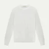 White Ribbed City Crew -Velora Fashion Aurelien city crewneck sweater cashwool merino rib white1copy