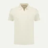 Ecru Buttonless Polo Shirt -Velora Fashion Aurelien cotton interlock buttonless polo men ecru1