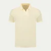 Vanilla Buttonless Polo Shirt 1 Vanilla Buttonless Polo Shirt -Velora Fashion Aurelien cotton interlock buttonless polo men vanilla1