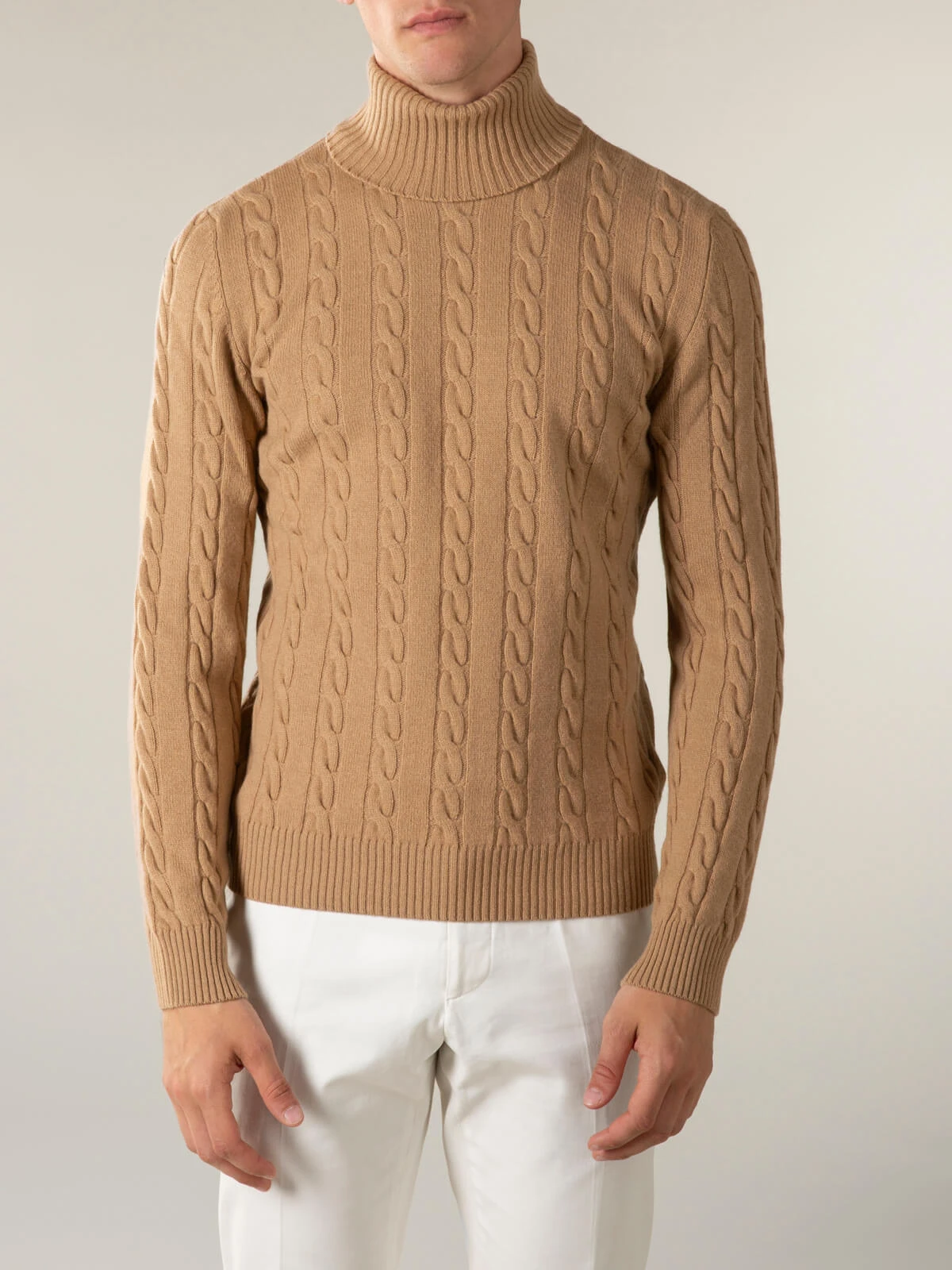 Dolcevita Cable Knit Sweater Beige 4 Dolcevita Cable Knit Sweater Beige - Image 2