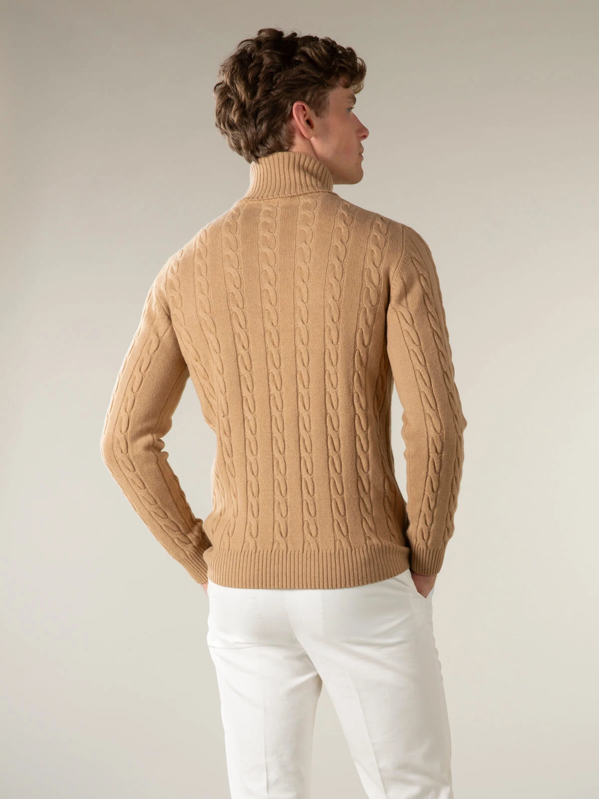 Dolcevita Cable Knit Sweater Beige 6 Dolcevita Cable Knit Sweater Beige - Image 4