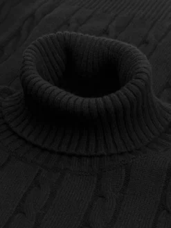 Dolcevita Cable Knit Sweater Black 11 Dolcevita Cable Knit Sweater Black -Velora Fashion Aurelien dolcevita sweater cashmere merino blend black3
