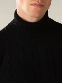 Dolcevita Cable Knit Sweater Black 10 Dolcevita Cable Knit Sweater Black -Velora Fashion Aurelien dolcevita sweater cashmere merino blend black4
