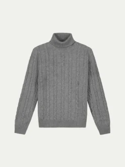 Dolcevita Cable Knit Sweater Dark Grey