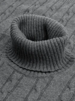 Dolcevita Cable Knit Sweater Dark Grey -Velora Fashion Aurelien dolcevita sweater cashmere merino blend dark grey2