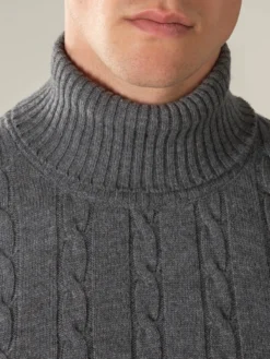 Dolcevita Cable Knit Sweater Dark Grey -Velora Fashion Aurelien dolcevita sweater cashmere merino blend dark grey3 96254159 3b39 404f 9e91 5a7ba46170de