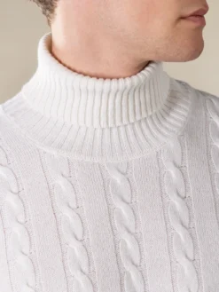 Dolcevita Cable Knit Sweater Ivory -Velora Fashion Aurelien dolcevita sweater cashmere merino blend ivory6