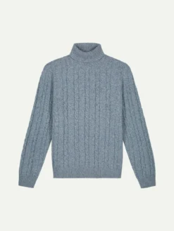 Dolcevita Cable Knit Sweater Light Blue
