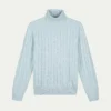 Dolcevita Cable Knit Sweater Baby Blue 2 Dolcevita Cable Knit Sweater Baby Blue -Velora Fashion Aurelien dolcevita sweater cashmere merino blend light blue1 5ac52f78 902b 4b7e b999 d7b4d19f9828