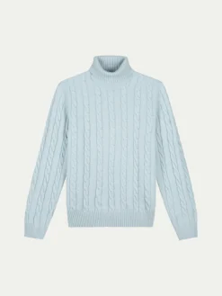 Dolcevita Cable Knit Sweater Baby Blue