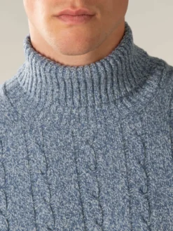 Dolcevita Cable Knit Sweater Light Blue -Velora Fashion Aurelien dolcevita sweater cashmere merino blend light blue2 460df20d 620b 47d3 8b6b d4f0a4a7d881