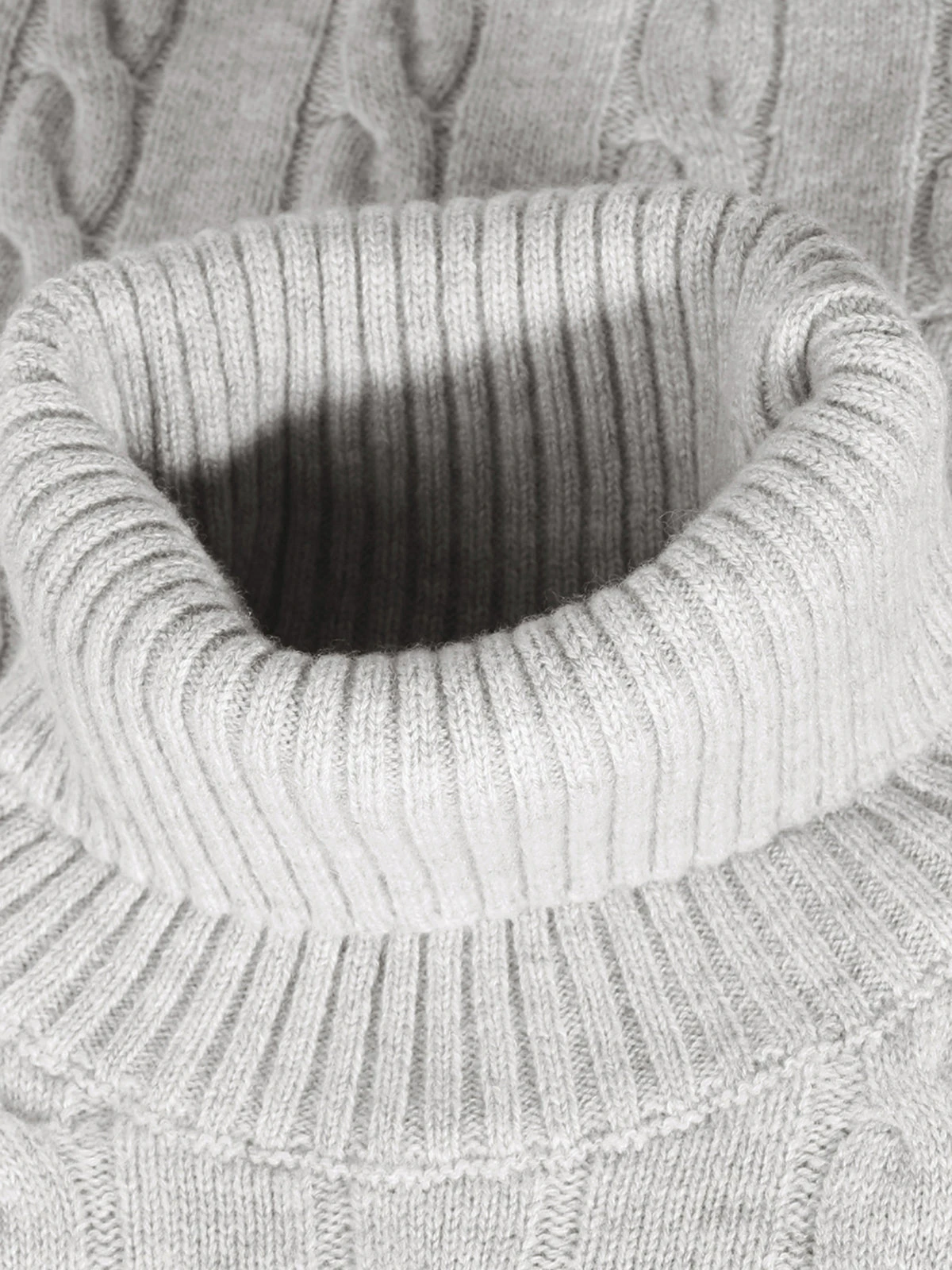 Dolcevita Cable Knit Sweater Light Grey 6 Dolcevita Cable Knit Sweater Light Grey - Image 4