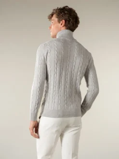 Dolcevita Cable Knit Sweater Light Grey 13 Dolcevita Cable Knit Sweater Light Grey -Velora Fashion Aurelien dolcevita sweater cashmere merino blend lightgrey4