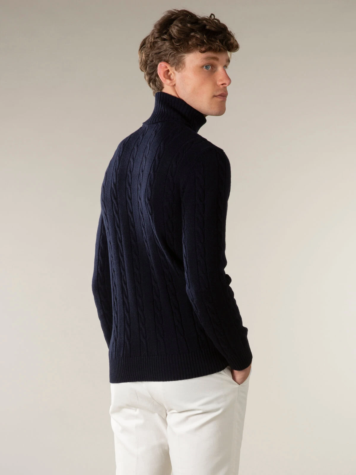 Dolcevita Cable Knit Sweater Navy 8 Dolcevita Cable Knit Sweater Navy - Image 6