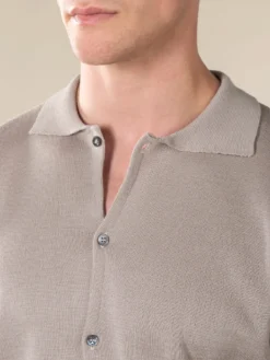 Extrafine Merino Knitted Shirt Greige -Velora Fashion Aurelien extrafine merino cashwool knitted shirt men greige4