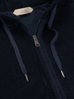 Navy Terry Towelling Zipper Vest -Velora Fashion Aurelien hoody terry towelling leisure zipper vest badstof navy2