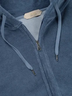 Steel Blue Terry Towelling Zipper Vest -Velora Fashion Aurelien hoody terry towelling leisure zipper vest badstof steel blue2 2