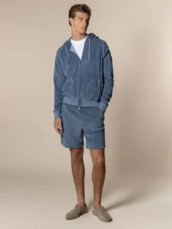 Steel Blue Terry Towelling Leisure Shorts 11 Steel Blue Terry Towelling Leisure Shorts -Velora Fashion Aurelien hoody terry towelling leisure zipper vest badstof steel blue2 scaled