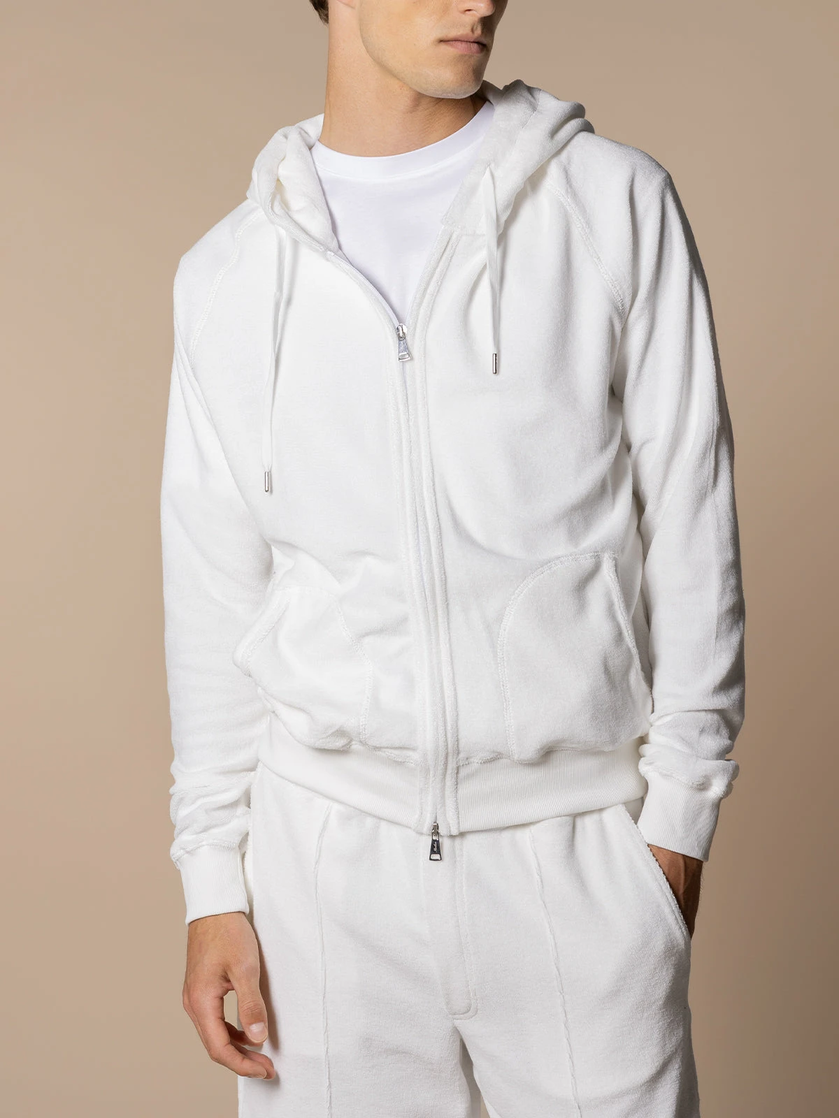 White Terry Towelling Zipper Vest 4 White Terry Towelling Zipper Vest - Image 2