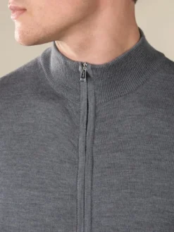 Extrafine Merino Zipper Vest Dark Grey -Velora Fashion Aurelien mezzocollo sweater cashwool merino dark grey11