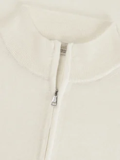Extrafine Merino Zipper Sweater Ivory -Velora Fashion Aurelien mezzocollo sweater cashwool merino ivory4