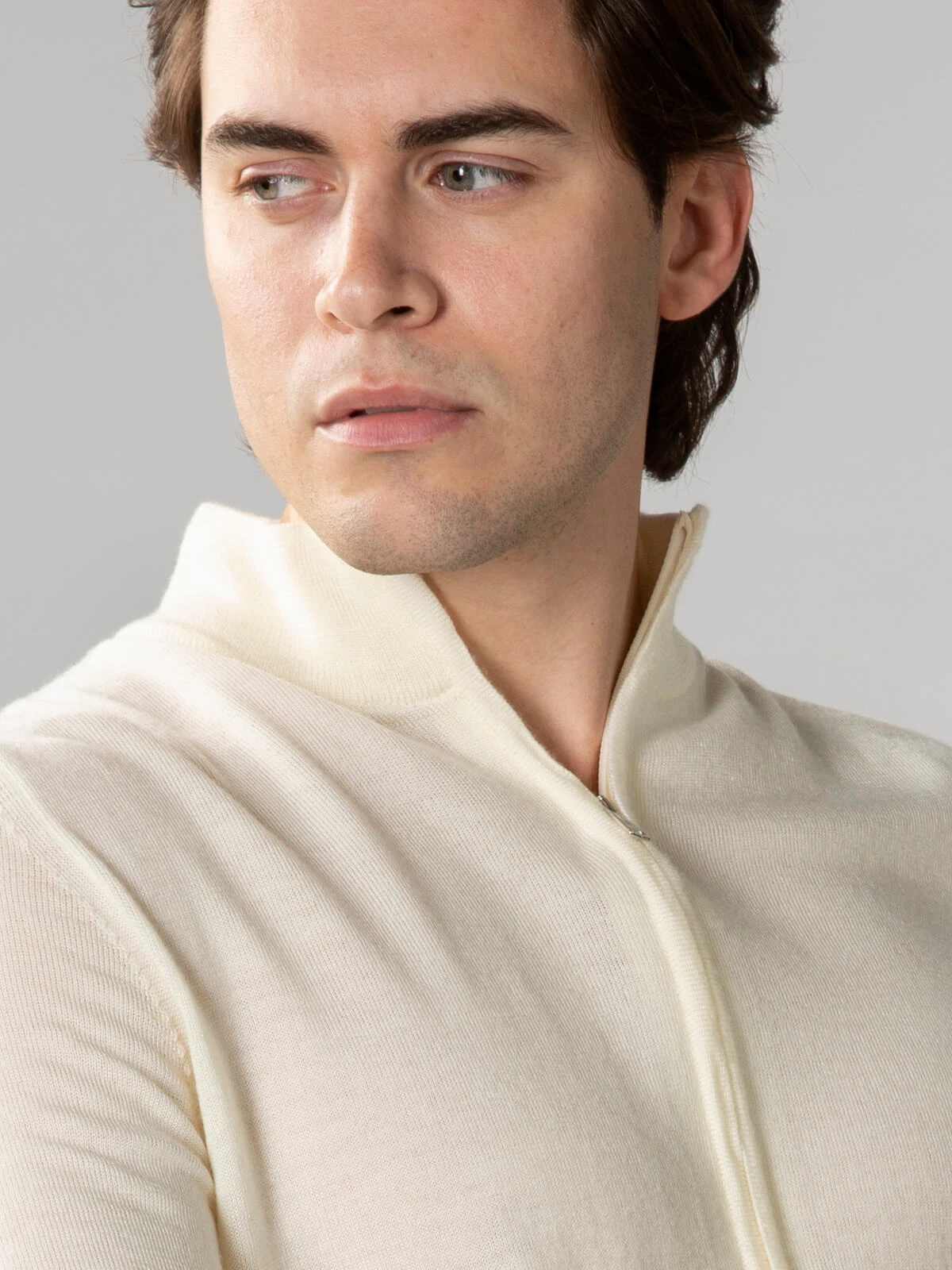 Extrafine Merino Zipper Vest Ivory 4 Extrafine Merino Zipper Vest Ivory - Image 2