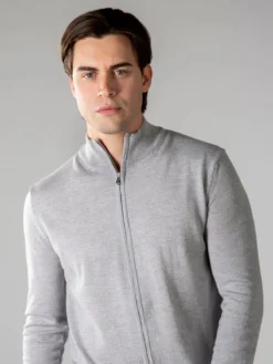 Extrafine Merino Zipper Vest Light Grey -Velora Fashion Aurelien mezzocollo sweater cashwool merino light grey6