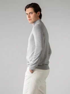 Extrafine Merino Zipper Vest Light Grey -Velora Fashion Aurelien mezzocollo sweater cashwool merino light grey7