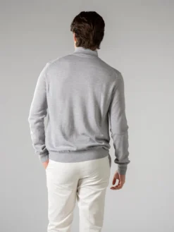 Extrafine Merino Zipper Sweater Light Grey -Velora Fashion Aurelien mezzocollo sweater cashwool merino lightgrey6