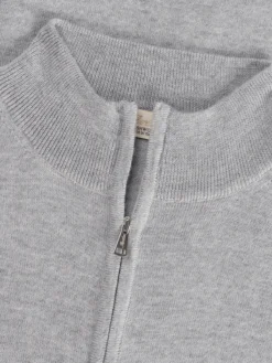 Extrafine Merino Zipper Sweater Light Grey -Velora Fashion Aurelien mezzocollo sweater cashwool merino lightgrey8