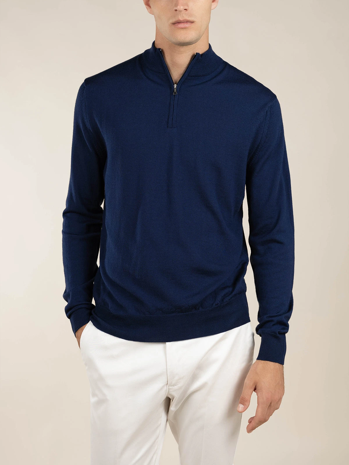 Extrafine Merino Zipper Sweater Steel Blue 4 Extrafine Merino Zipper Sweater Steel Blue - Image 2