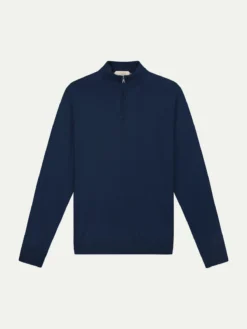 Extrafine Merino Zipper Sweater Steel Blue
