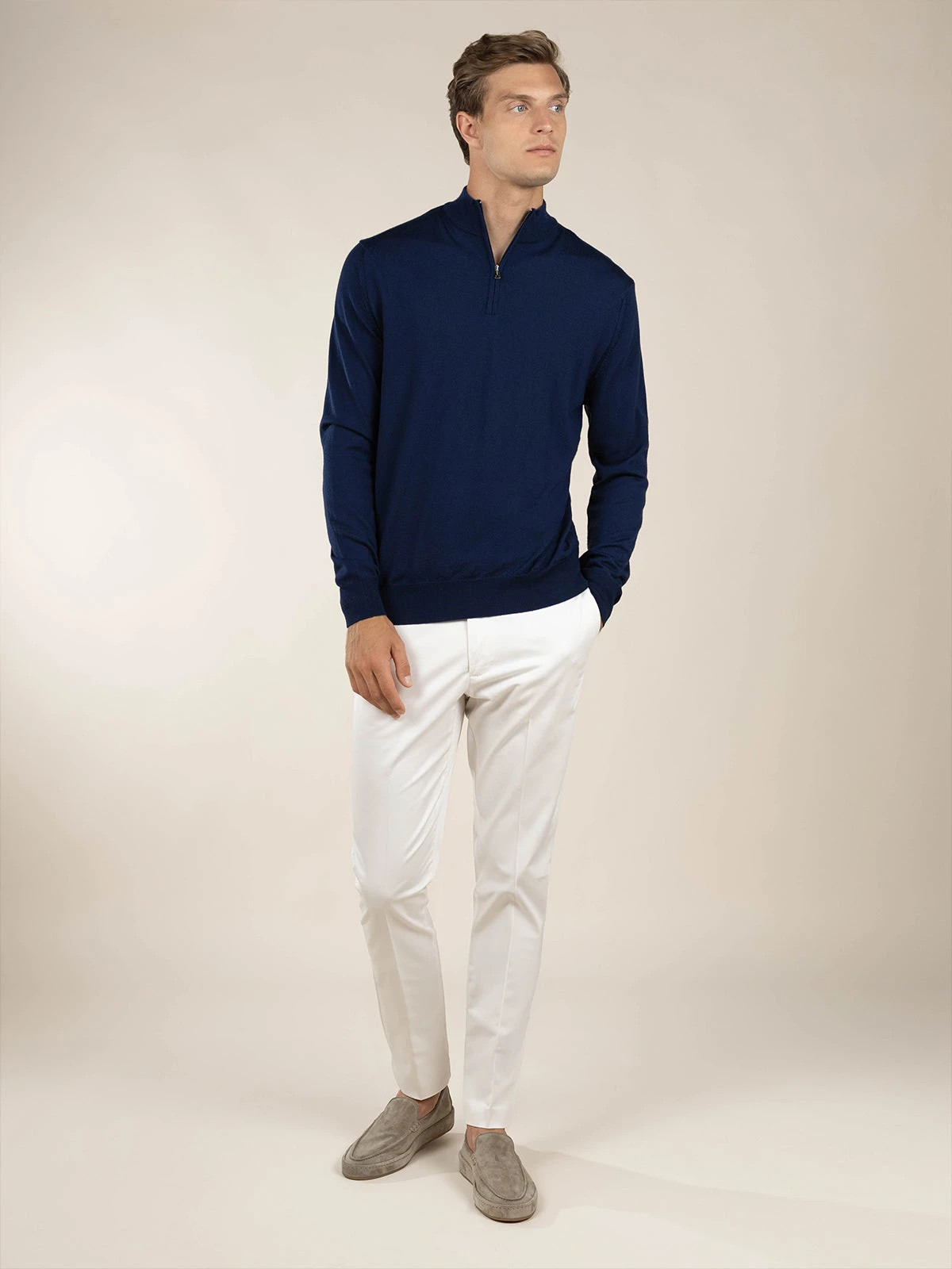 Extrafine Merino Zipper Sweater Steel Blue 8 Extrafine Merino Zipper Sweater Steel Blue - Image 6