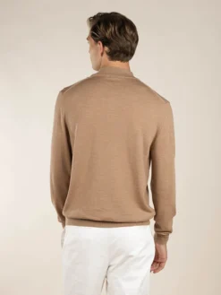 Extrafine Merino Zipper Sweater Beige -Velora Fashion Aurelien mezzocollo zipper sweater cashwool merino beige men 12