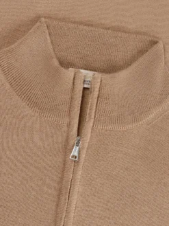 Extrafine Merino Zipper Sweater Beige -Velora Fashion Aurelien mezzocollo zipper sweater cashwool merino beige men 2 scaled