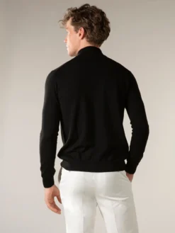 Extrafine Merino Zipper Sweater Black -Velora Fashion Aurelien mezzocollo zipper sweater cashwool merino black men 5