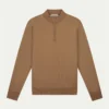 Extrafine Merino Zipper Sweater Caramel -Velora Fashion Aurelien mezzocollo zipper sweater cashwool merino caramel men 2