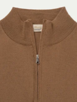 Extrafine Merino Zipper Sweater Caramel 11 Extrafine Merino Zipper Sweater Caramel -Velora Fashion Aurelien mezzocollo zipper sweater cashwool merino caramel men 5