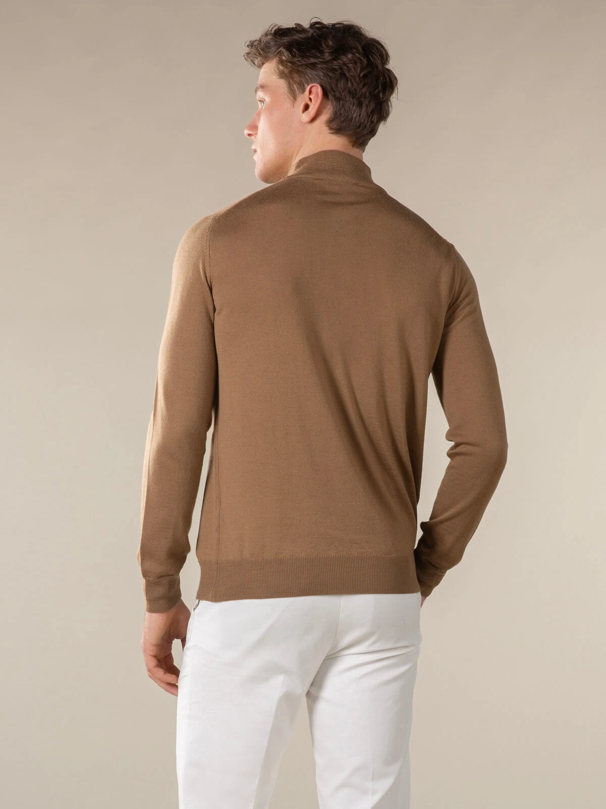 Extrafine Merino Zipper Sweater Caramel 7 Extrafine Merino Zipper Sweater Caramel - Image 5