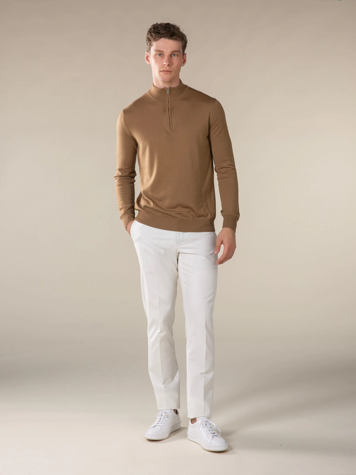 Extrafine Merino Zipper Sweater Caramel 8 Extrafine Merino Zipper Sweater Caramel - Image 6