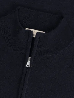 Extrafine Merino Zipper Sweater Navy -Velora Fashion Aurelien mezzocollo zipper sweater cashwool merino navy men 2 scaled