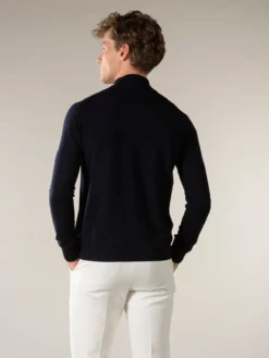 Extrafine Merino Zipper Sweater Navy -Velora Fashion Aurelien mezzocollo zipper sweater cashwool merino navy men 3