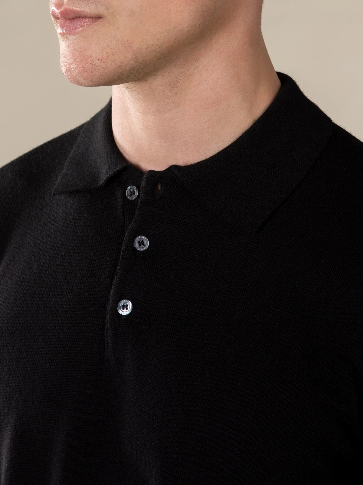Extrafine Merino Polo Black 5 Extrafine Merino Polo Black - Image 3