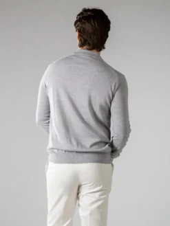 Extrafine Merino Polo Light Grey -Velora Fashion Aurelien polo longsleeve light grey cashwool merino 3