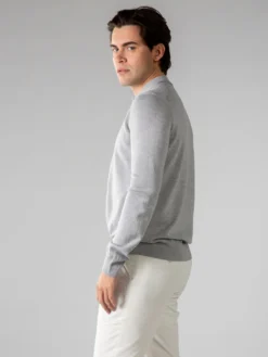 Extrafine Merino Polo Light Grey -Velora Fashion Aurelien polo longsleeve light grey cashwool merino 4