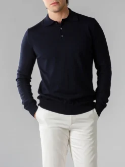 Extrafine Merino Polo Navy 9 Extrafine Merino Polo Navy -Velora Fashion Aurelien polo longsleeve navy cashwool merino 2