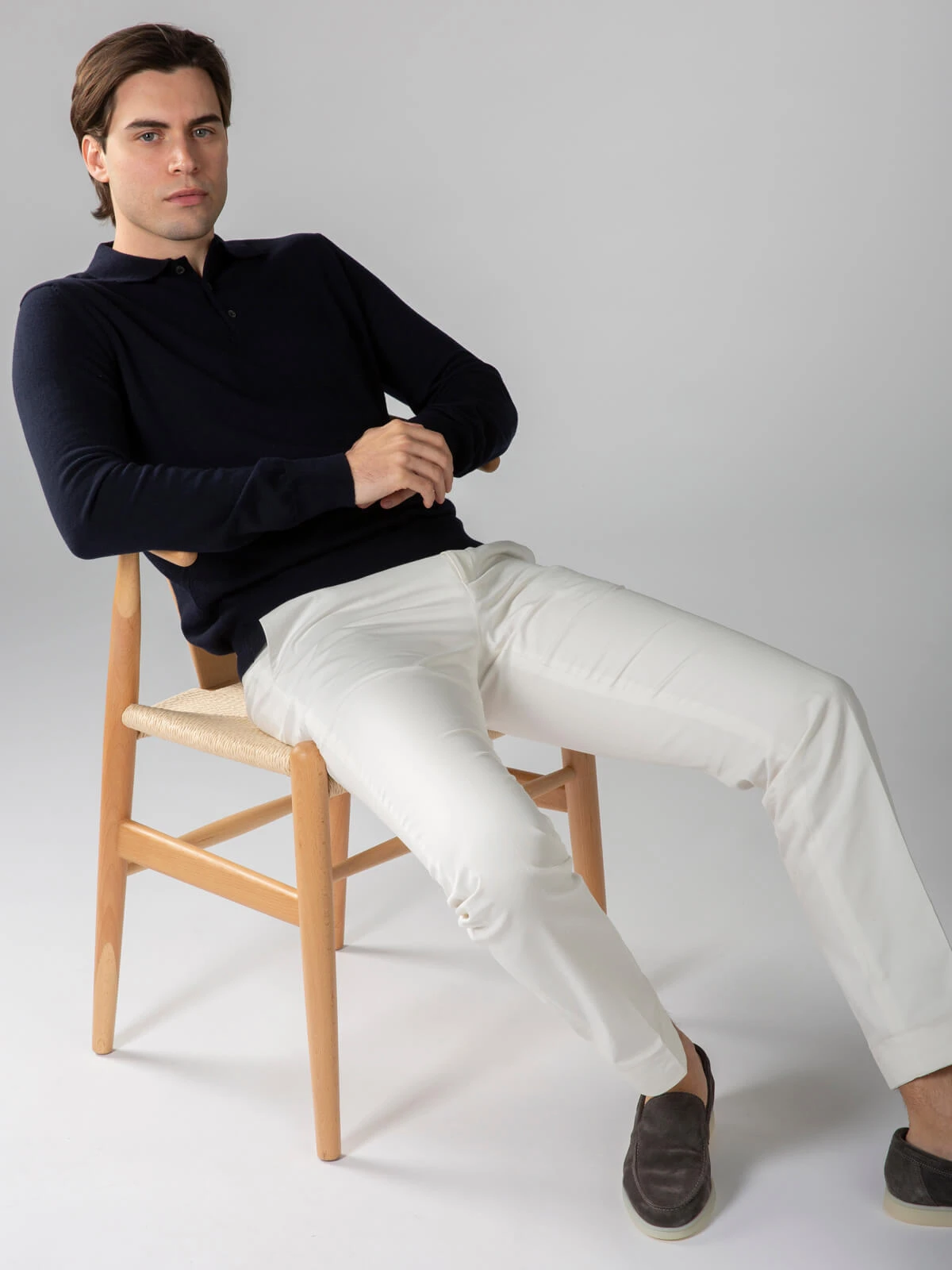 Extrafine Merino Polo Navy 8 Extrafine Merino Polo Navy - Image 6