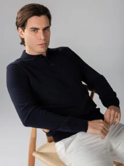 Extrafine Merino Polo Navy 11 Extrafine Merino Polo Navy -Velora Fashion Aurelien polo longsleeve navy cashwool merino 4